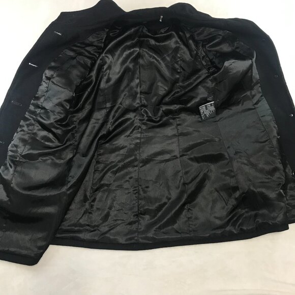 Kenneth Cole Reaction Women's Melton Wool Rayon Blend Pea Coat Noir Black Large - Picture 6 of 12